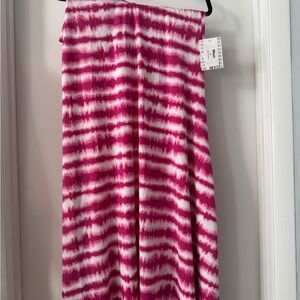 Pink and White Tie-Dye Lularoe Maxi Skirt